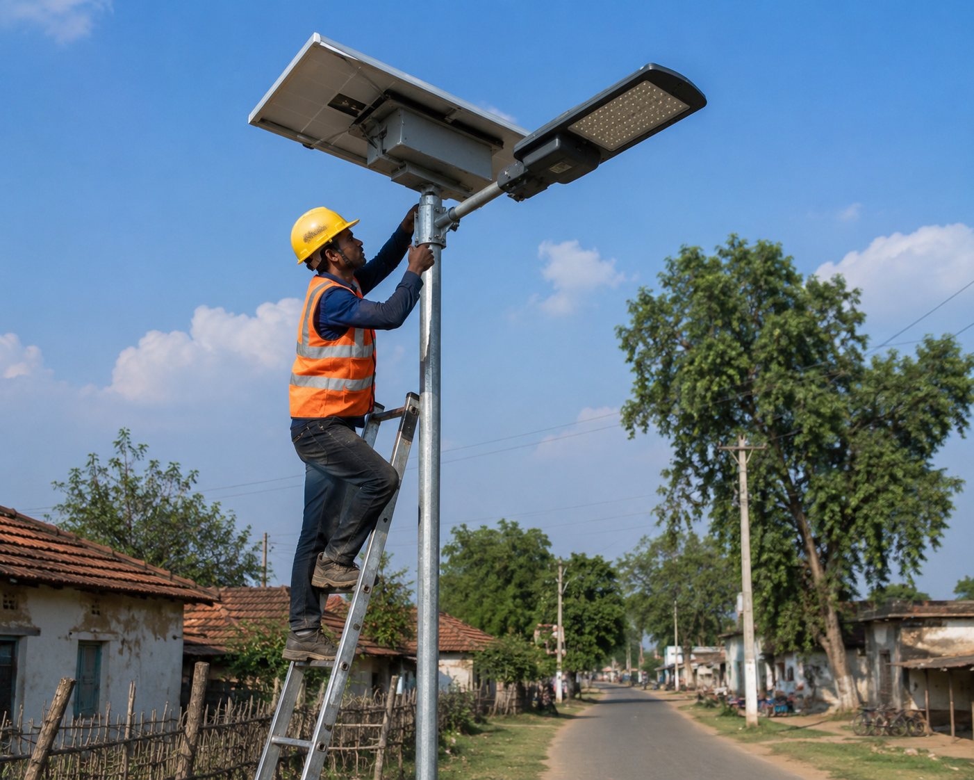 Solar LED Street Light Installation